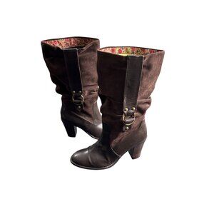 90's Vintage Rampage Women's Brown Suede Slouch Boots - Western Boho Festival 10